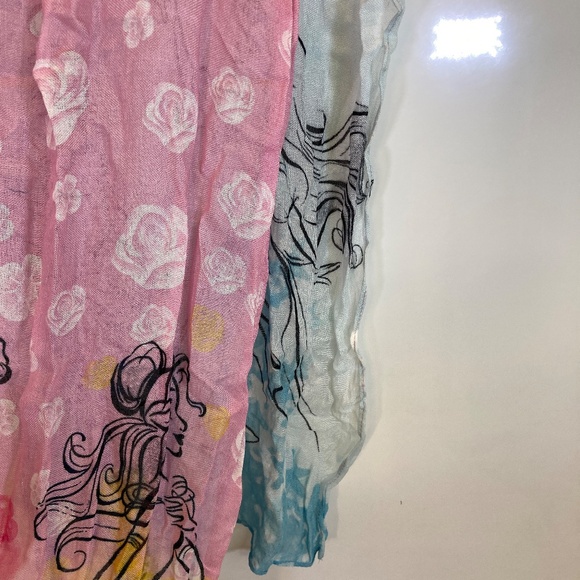 Disney Princess Scarf OS Pink Blue No Tags Belle Snow White Cinderella Ariel - Picture 4 of 11